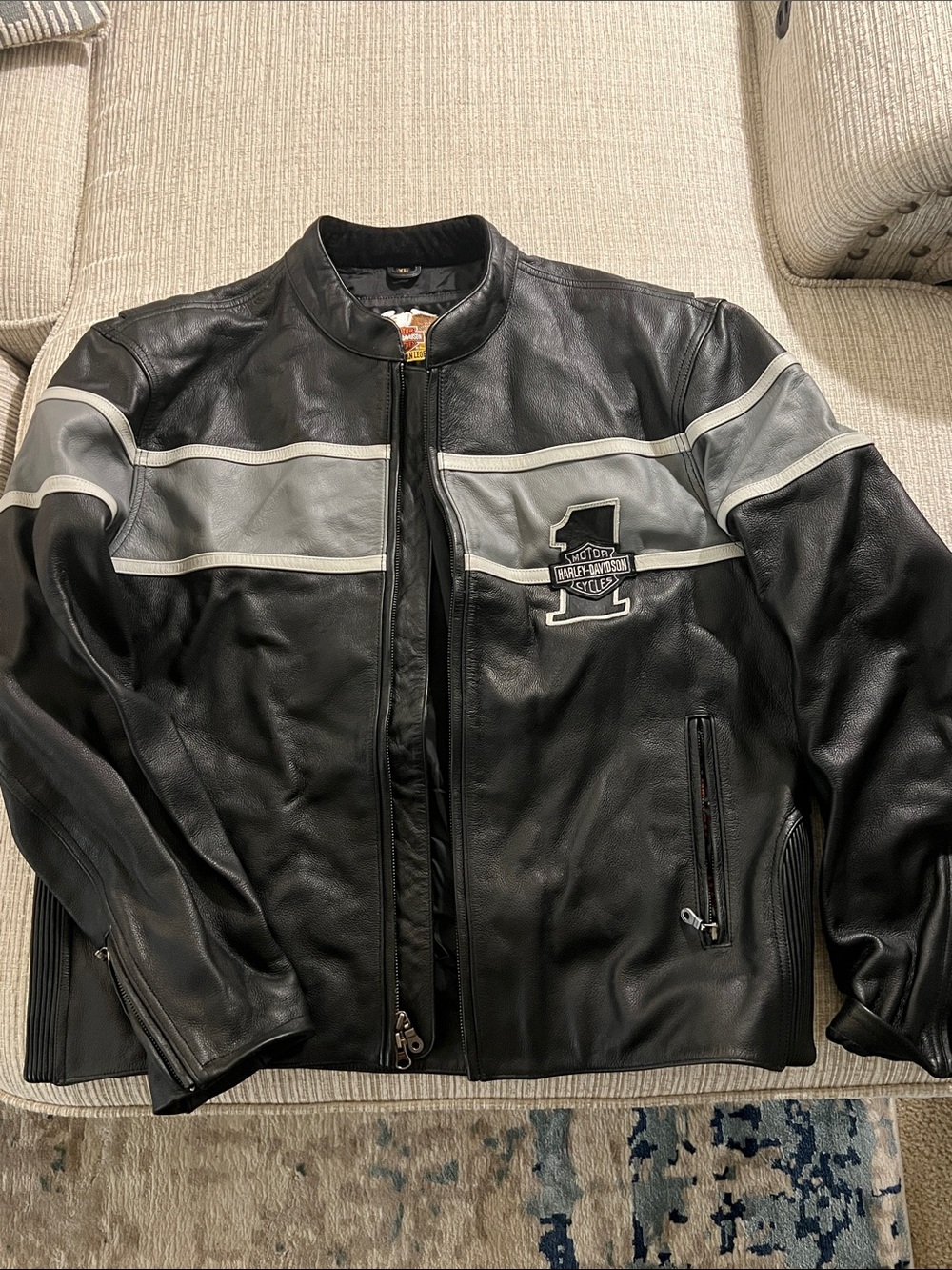 Harley-Davidson Vintage 2004 Leather Motorcycle Jacket XL Black Gray #1